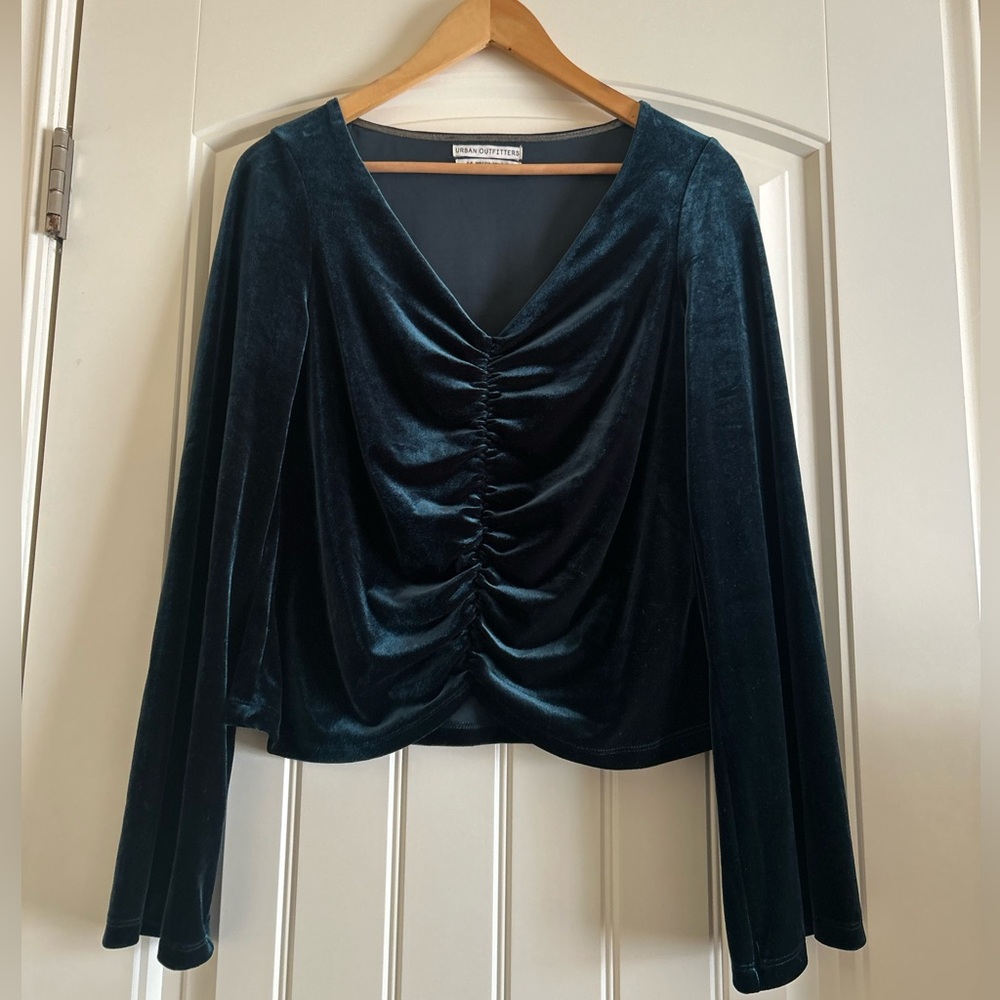 Urban Outfitters Deep Green Velvet Blouse